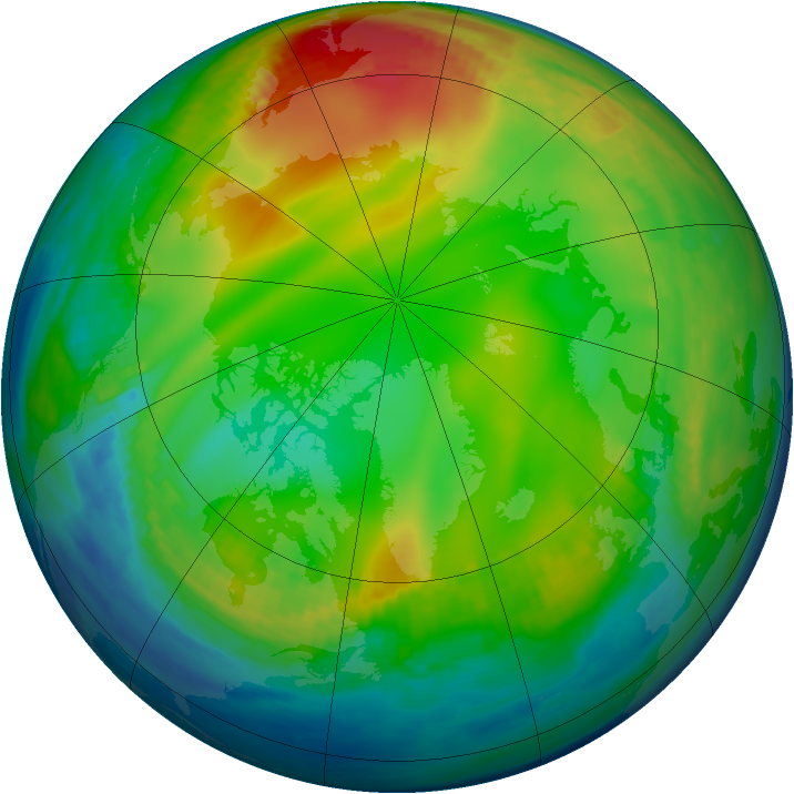 Arctic ozone map for 25 December 1984